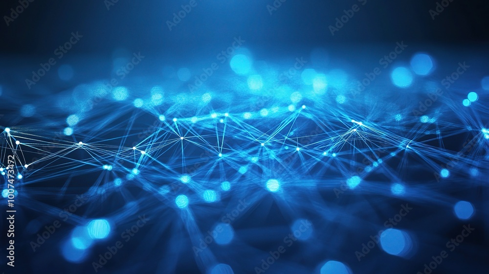 Obraz premium Blue Abstract Network with Glowing Connections