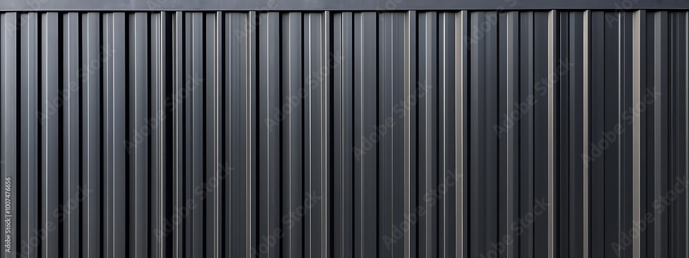 Corrugated black metal texture. Steel roof sheet. Siding panels for the wall. Iron building material for fence. Surface of a cargo container. Corrugated black metal texture. Steel roof sheet. Siding panels for the wall. Iron building material for fence. Surface of a cargo container.