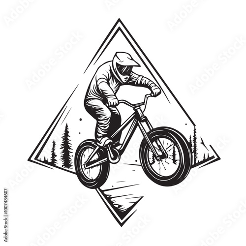 Bike Trail Logo Stock Illustrations isolated on white background.