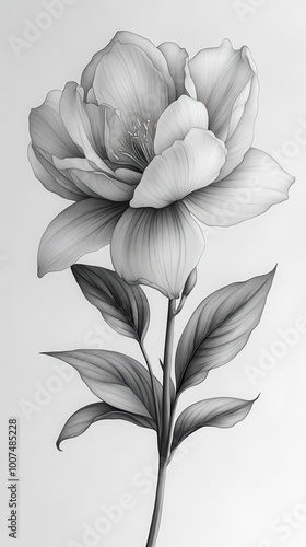 tattoo pattern in the shape of a flower drawn with a pencil on a white background, charcoal, patterns and design, art, rose