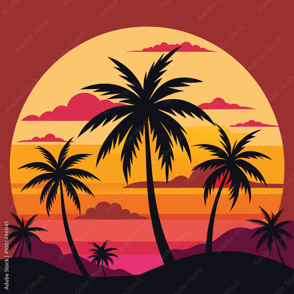Tropical Sunset Vibes Graphic Tee Tropical Sunset Vibes Graphic Tee