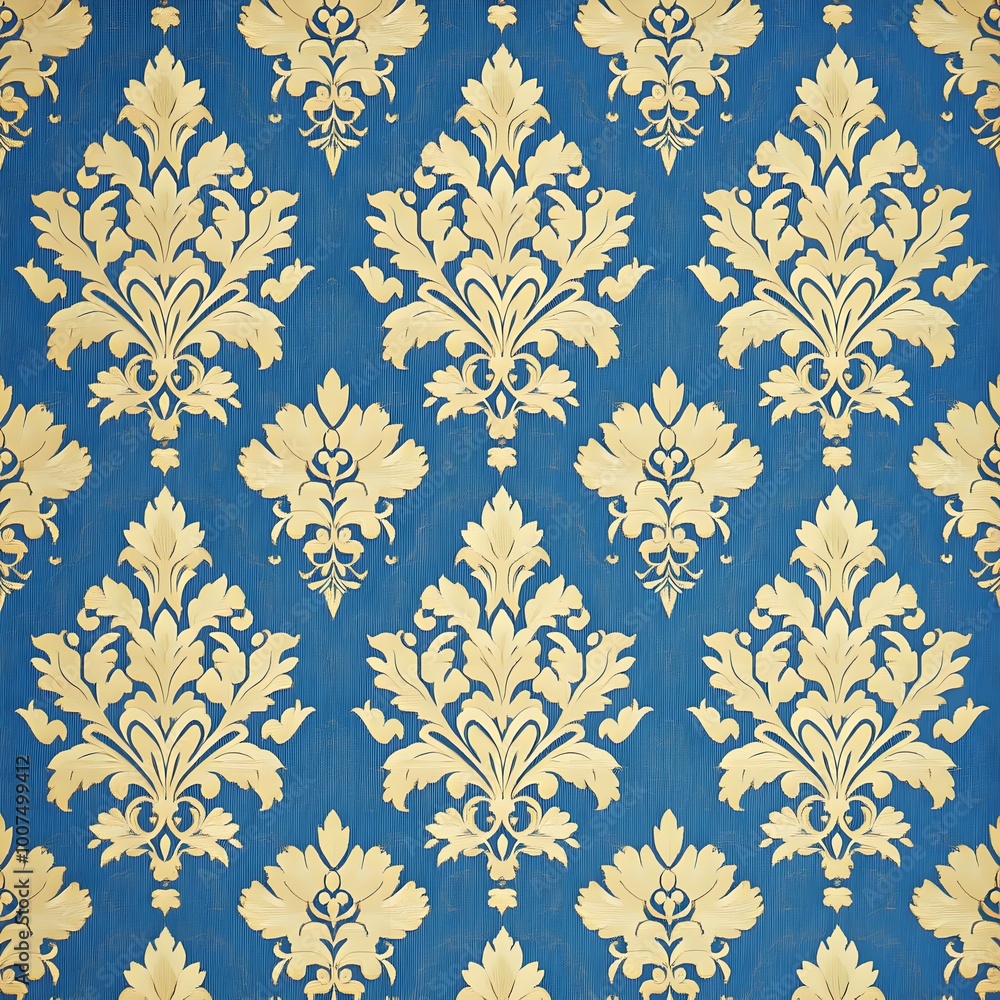 Rich Blue and Gold Floral Baroque Pattern for Classic Elegant Wallpaper Design Rich Blue and Gold Floral Baroque Pattern for Classic Elegant Wallpaper Design