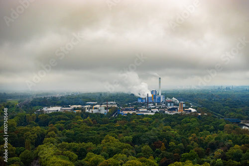 waste incineration plant in germany on a foggy day