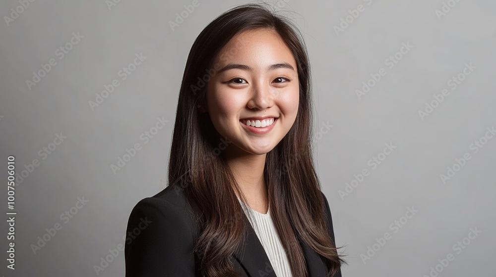 Employee headshot in a studio, standing confidently with a clean, neutral backdrop Employee headshot in a studio, standing confidently with a clean, neutral backdrop