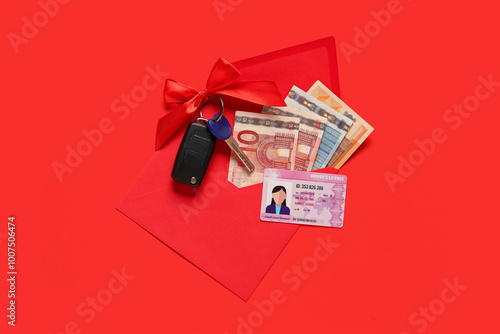 Gift keys of new car, envel...
