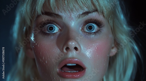 Vintage 1980s Horror Scream Queen - Dramatic Close-Up Expressions