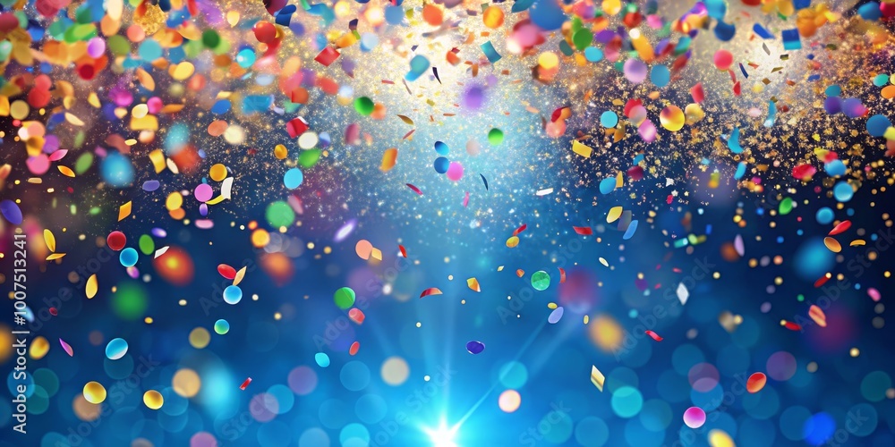 Colorful Confetti Falling with Bokeh and Sparkle, Celebration, Festive , party Colorful Confetti Falling with Bokeh and Sparkle, Celebration, Festive , party