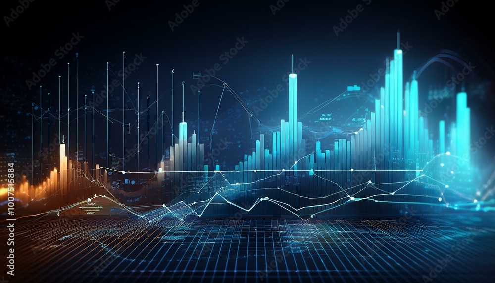 Digital graph interface, stock market Digital graph interface, stock market