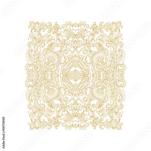 Golden coloring decorative rosette - mandala on white background