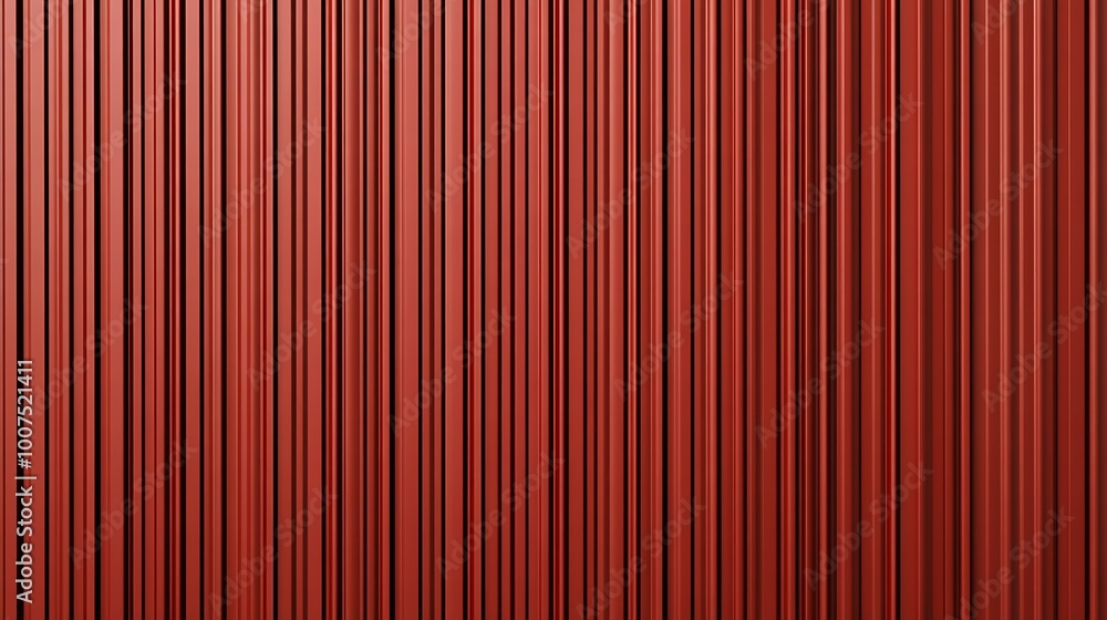 Obraz premium Red corrugated sheet metal. Roof texture background. Steel wall pattern. Container made of iron panels. Ribbed fence for the house used in construction. 