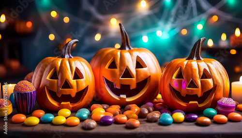 Happy Halloween!
Pumpkins, pop lights, spider webs, candies, jack-o-lanterns