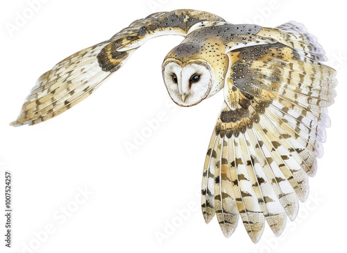 PNG Detailed barn owl illustration soaring