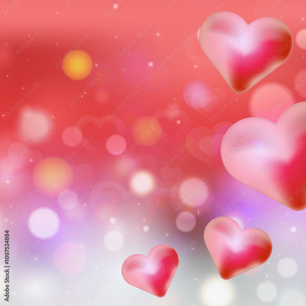 Square banner heart shape with bokeh abstract background design Square banner heart shape with bokeh abstract background design