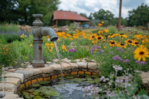 a garden water tap emerges as a focal point symbolizing the rising costs of water while promoting ecoconsciousness and the importance of conservation photo