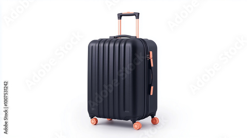 sleek black suitcase with modern design, featuring sturdy handle and smooth wheels for easy mobility. Ideal for travel and stylish adventures.