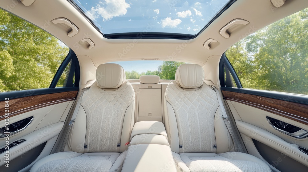 Elegant Car Interior with Sunroof and Natural Light Elegant Car Interior with Sunroof and Natural Light