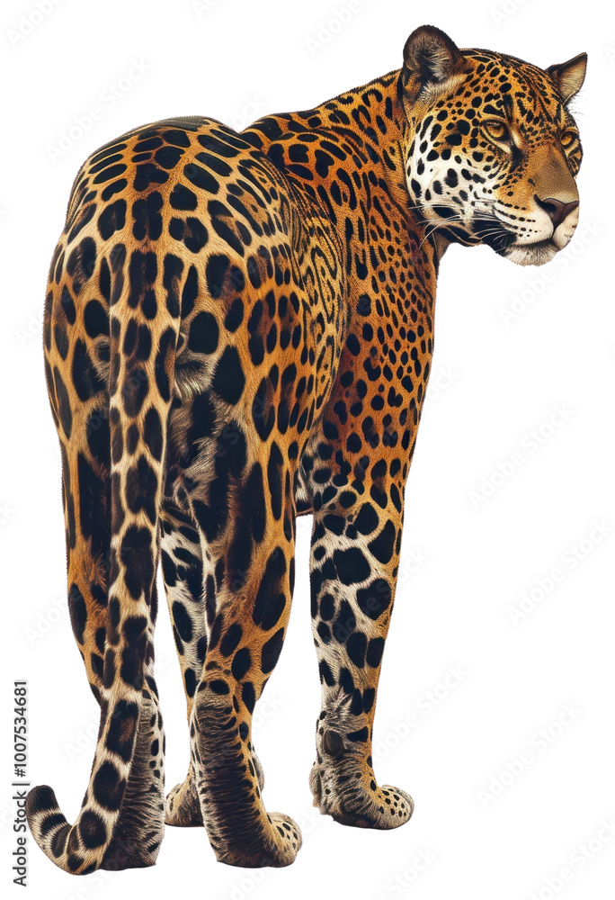 Fototapeta premium PNG A Jaguar in weird pose look aggressive at camera wildlife leopard animal.