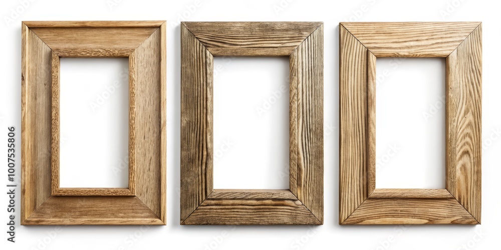Three Rustic Wooden Frames Isolated On White Background, wood frame, wood frames, picture frame, frames, wooden Three Rustic Wooden Frames Isolated On White Background, wood frame, wood frames, picture frame, frames, wooden