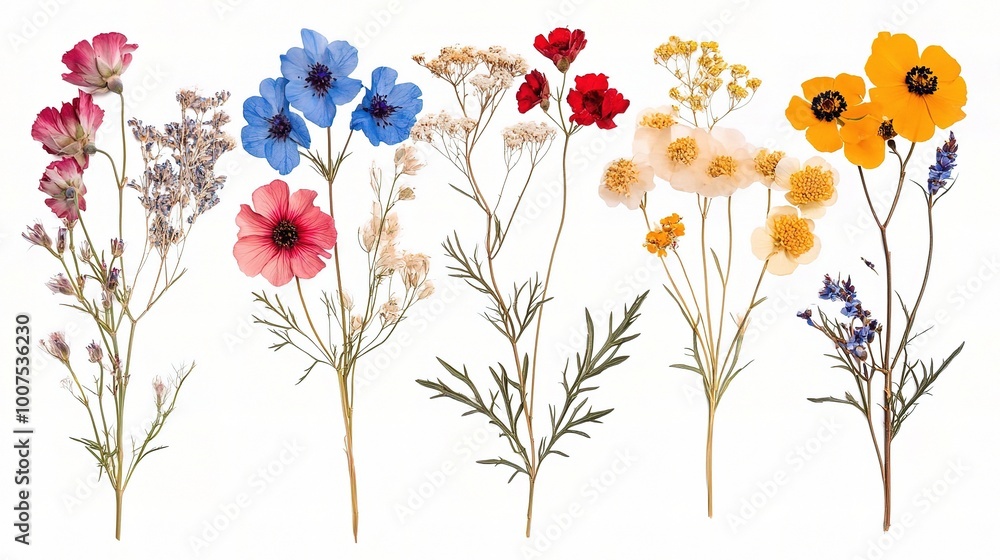 Vibrant Seasonal Flower Collection for Design Projects Vibrant Seasonal Flower Collection for Design Projects