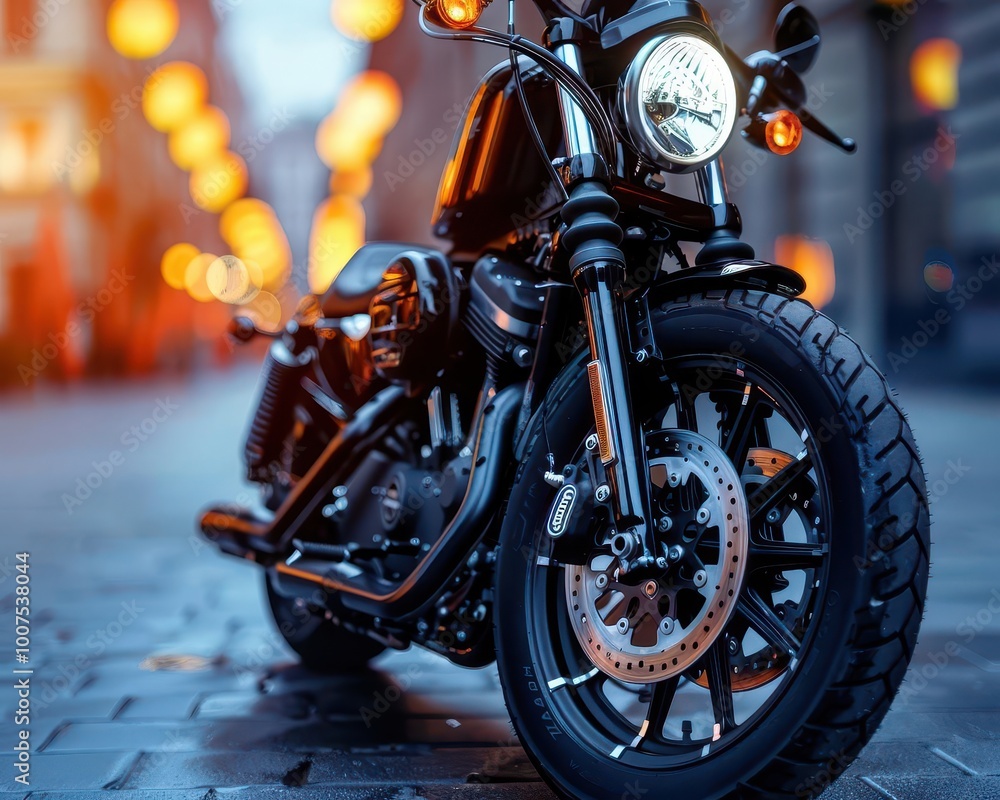 Custom motorcycle with sleek design, stylish and rugged, Urban, Cool tones, Photograph, Mechanical art Custom motorcycle with sleek design, stylish and rugged, Urban, Cool tones, Photograph, Mechanical art