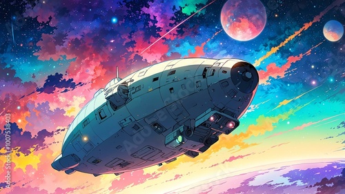 space exterior anime high-quality image and aesthetic background