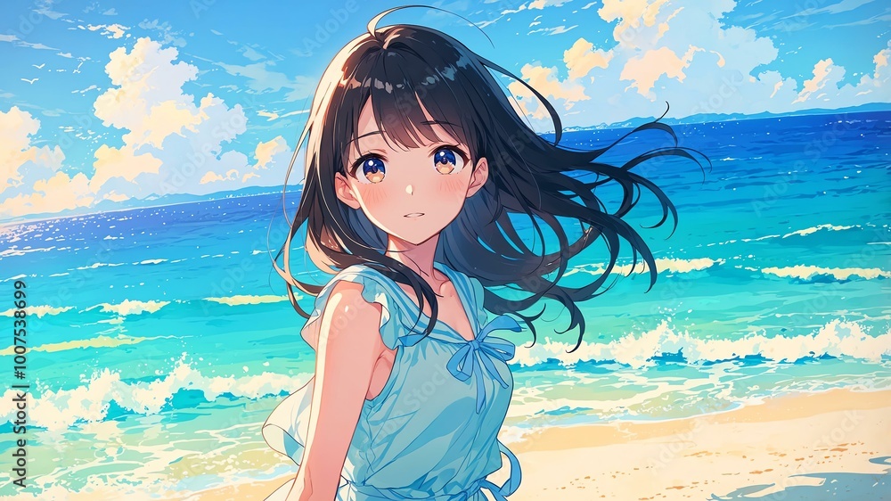 sea exterior anime high-quality image and aesthetic background sea exterior anime high-quality image and aesthetic background