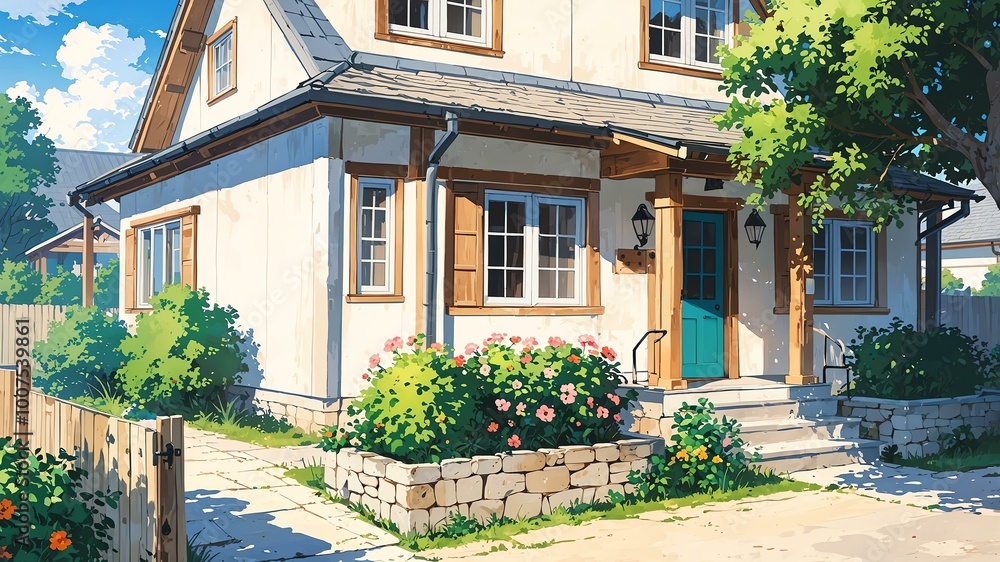 farmhouse exterior anime high-quality image and aesthetic background farmhouse exterior anime high-quality image and aesthetic background