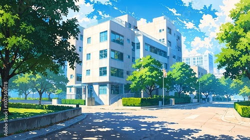 city park exterior anime high-quality image and aesthetic background
