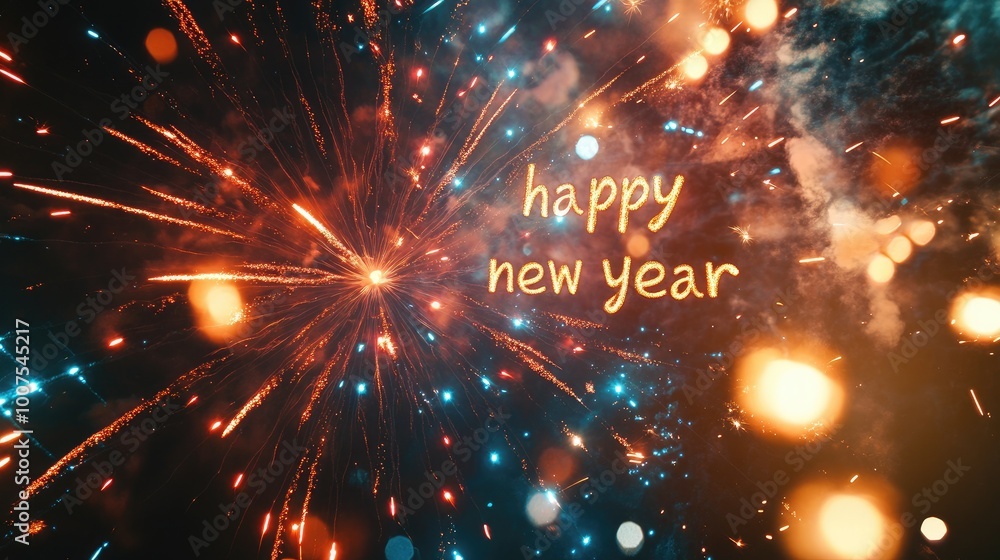 Naklejka premium Festive Fireworks Display with 