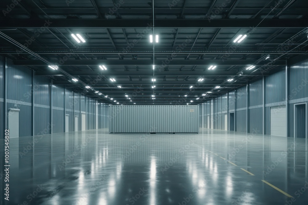Spacious Industrial Warehouse with High Ceilings and Lights Spacious Industrial Warehouse with High Ceilings and Lights