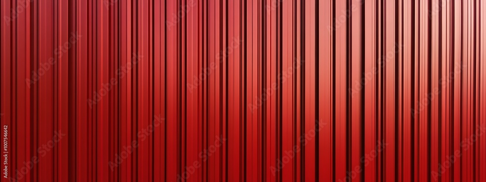 Red corrugated sheet metal. Roof texture background. Steel wall pattern. Container made of iron panels. Ribbed fence for the house used in construction. Red corrugated sheet metal. Roof texture background. Steel wall pattern. Container made of iron panels. Ribbed fence for the house used in construction.
