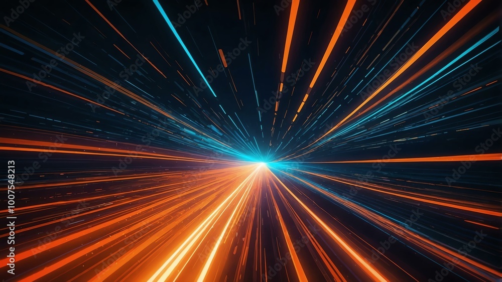 Obraz premium neon orange abstract speed ray background, aesthetic finish