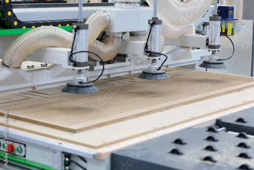 MDF panel cutting on CNC router with vacuum table