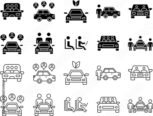 carpool icon set