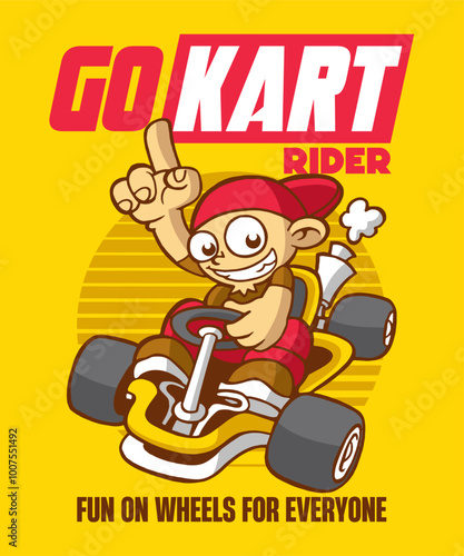 Go Kart Rider Cartoon Illustration Design