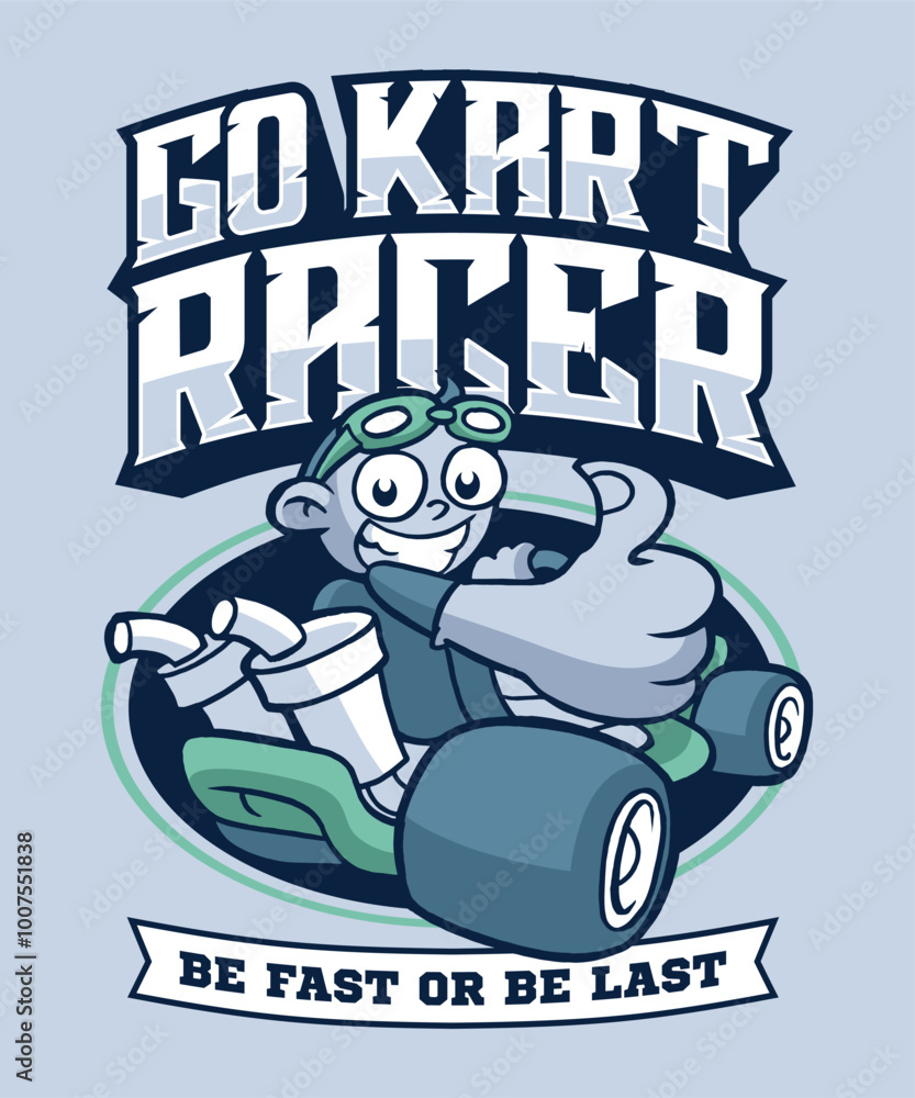 Go Kart Racer Cartoon Illustration Design Go Kart Racer Cartoon Illustration Design