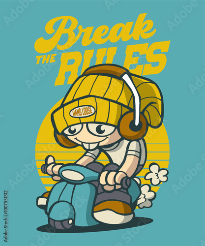 Break The Rules Cartoon Illustration Design