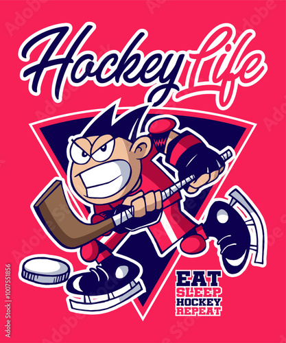 Hockey Life Cartoon Illustration Design
