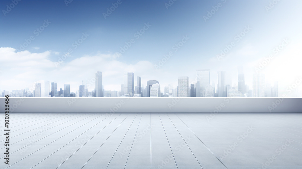Serene Cityscape with Sleek Skyscrapers and Tranquil Atmosphere Serene Cityscape with Sleek Skyscrapers and Tranquil Atmosphere