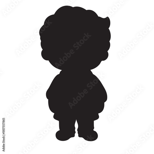 Silhouette of a curly boy
