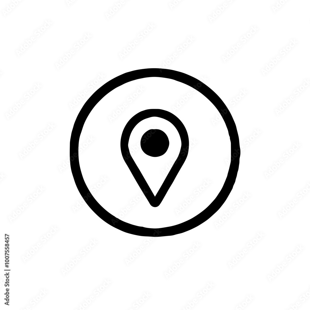 Minimalist location pin icon, representing navigation, location services, or mapping applications. Minimalist location pin icon, representing navigation, location services, or mapping applications.
