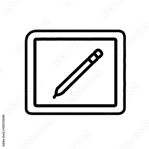 A simple vector icon of a pencil within a square, symbolizing writing, editing, or design tools. Perfect for content creation, writing apps, or creative industries.