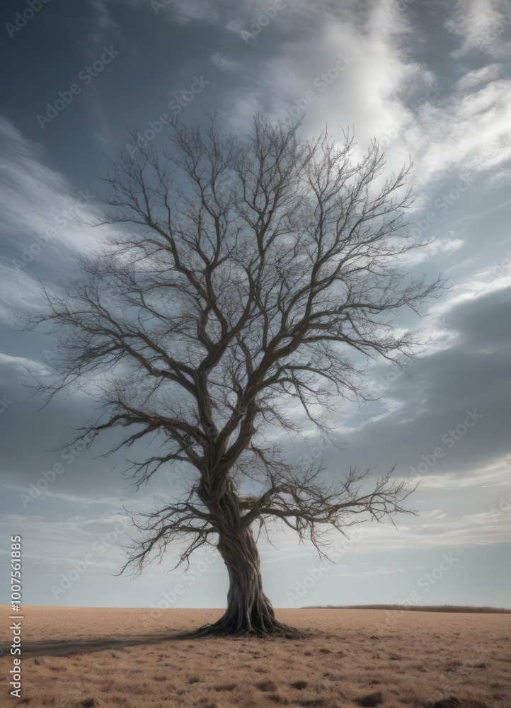 Nature landscape, single tree and loneliness metaphor Nature landscape, single tree and loneliness metaphor