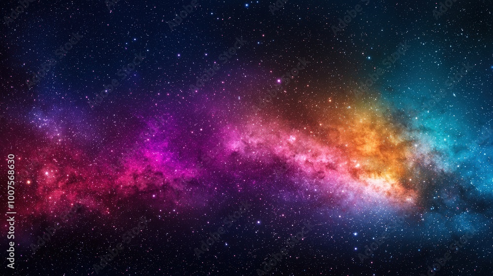 Fototapeta premium Colorful Galaxy Nebula with Stars in Night Sky Space Background