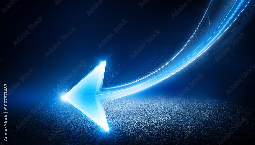 A glowing blue arrow curves gracefully against a dark background, emitting a sense of motion and direction. A glowing blue arrow curves gracefully against a dark background, emitting a sense of motion and direction.