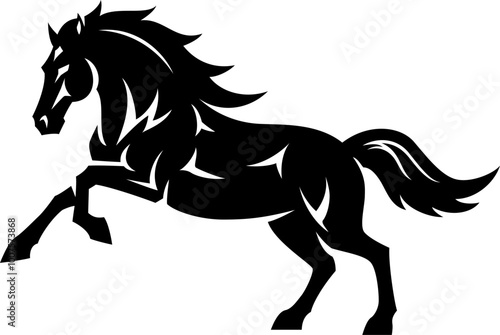 Silhouette of Prancing Black Horse