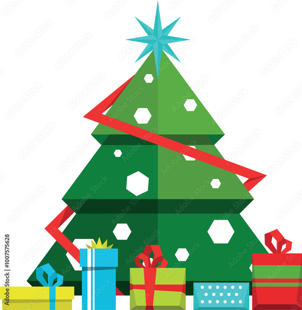 Christmas tree with gift boxes pile color icon. Winter holiday decoration Christmas tree with gift boxes pile color icon. Winter holiday decoration