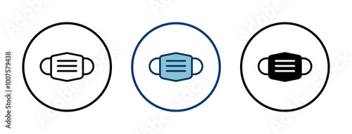 Mask icon vector isolated on white background. Man face with mask icon. Safety breathing masks. Industrial safety N95 mask. Medical mask vector icon.