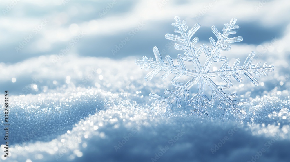 A Delicate Snowflake on a Bed of Sparkling Snow A Delicate Snowflake on a Bed of Sparkling Snow