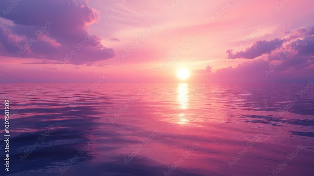 Fototapeta premium Serene Sunset Reflected on Calm Ocean Water
